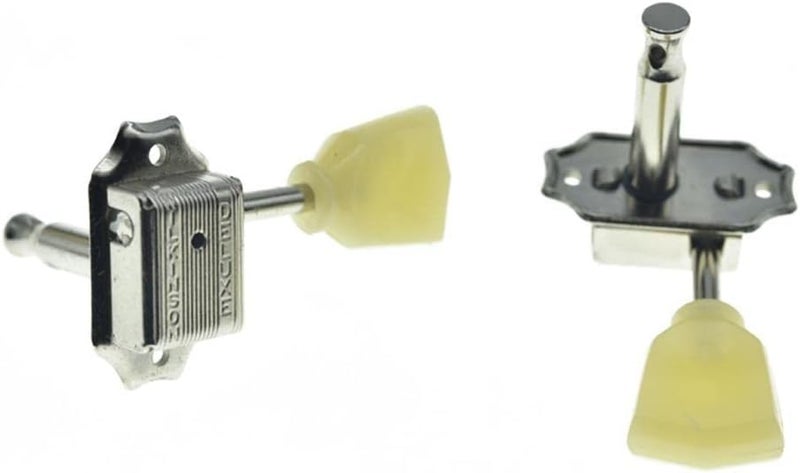 WILKINSON Nickel with Vintage Button 3x3 Deluxe Vintage Tuners Guitar Tuning Keys Machine Heads with Plastic Keystone Buttons for Les Paul/SG/ES, (K1948) - Image 4